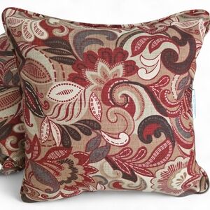 Better Homes and Gardens Outdoor Throw Pillow Set 16" Paisley Patio Cushion Red